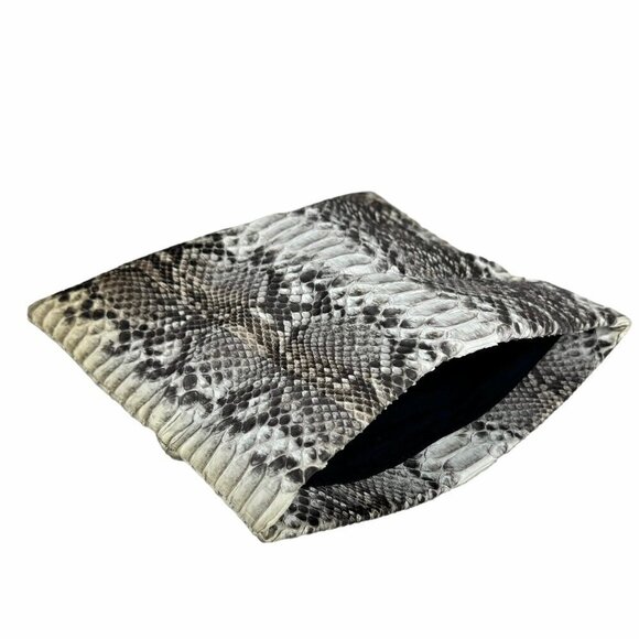 Foldover Clutch Snake Skin Embossed Leather Rectangular Animal Print Minimalist - Picture 6 of 11